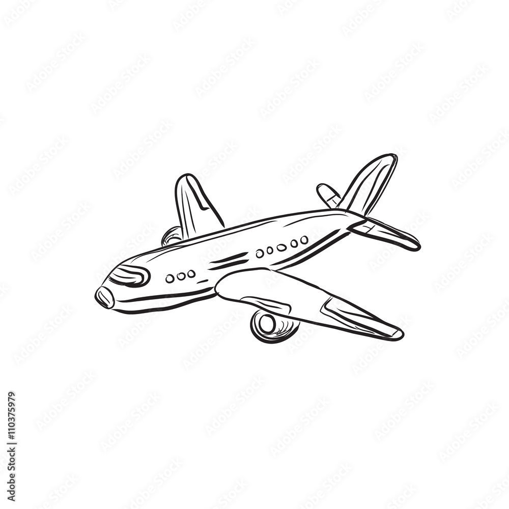 airplane, design element, sketch, vector illustration airplane, design element, sketch, vector illustration