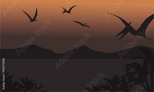 pterodactyl fly at the night scenery
