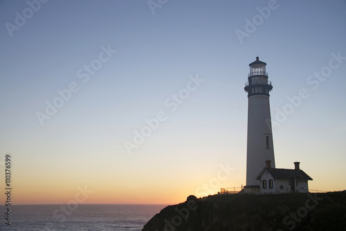 light house on the coast of Northern California at Sunset.