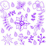 purple flower of doodle art