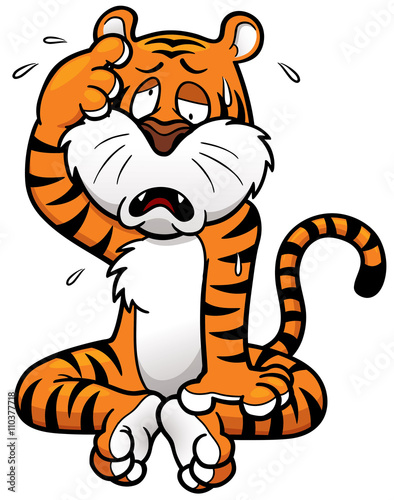 Fototapeta Naklejka Na Ścianę i Meble -  Vector illustration of Cartoon Tiger in Hot Weather
