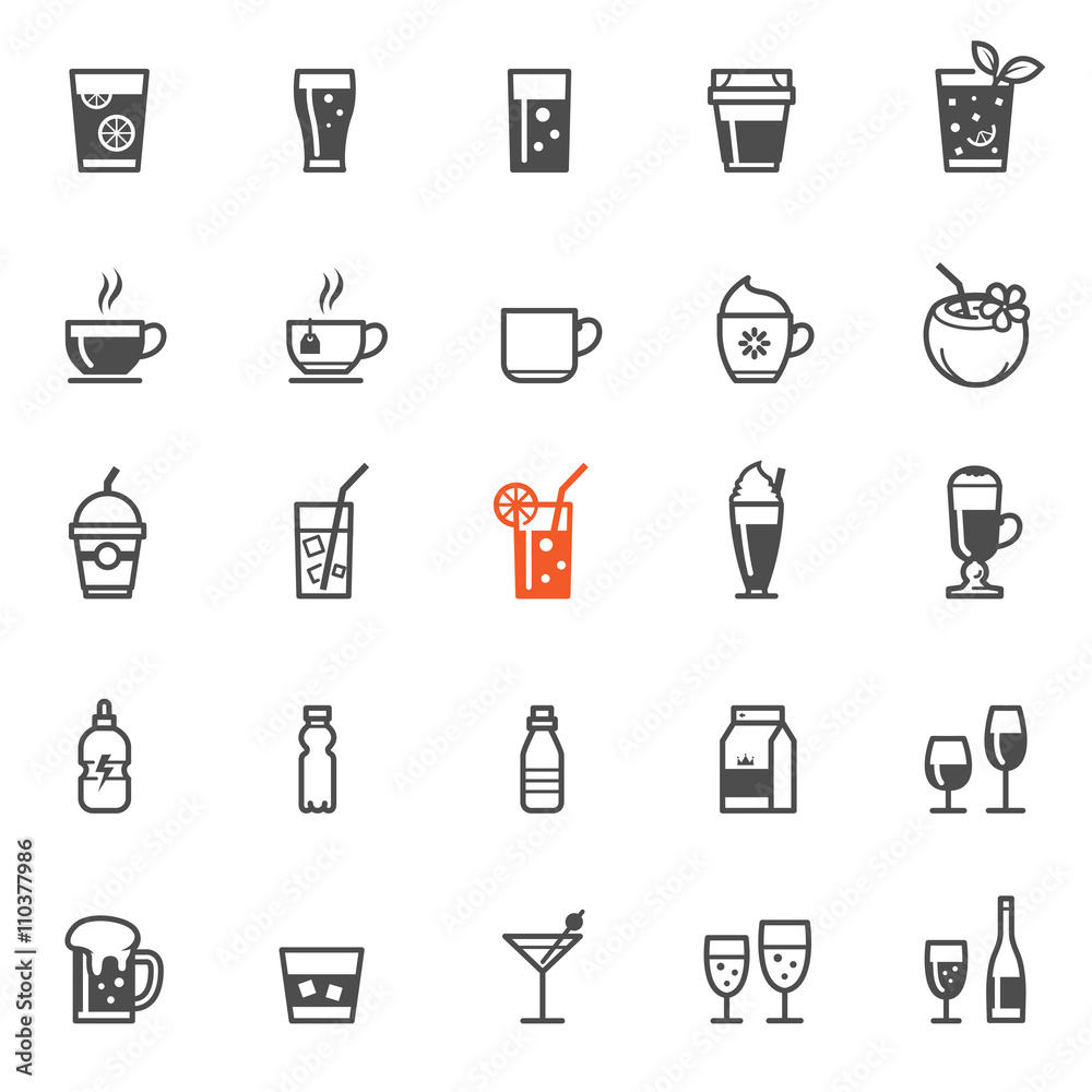 drinks and beverages icons with White Background drinks and beverages icons with White Background