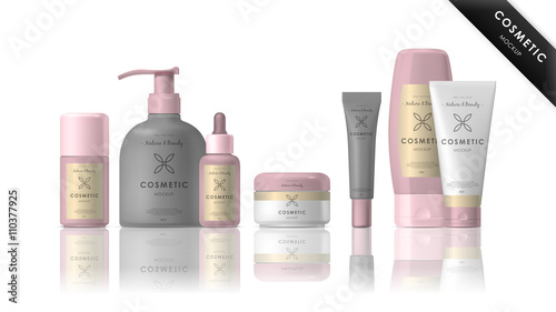 Cosmetic brand template. Vector packaging. Realistic cosmetic packaging isolated on white background.