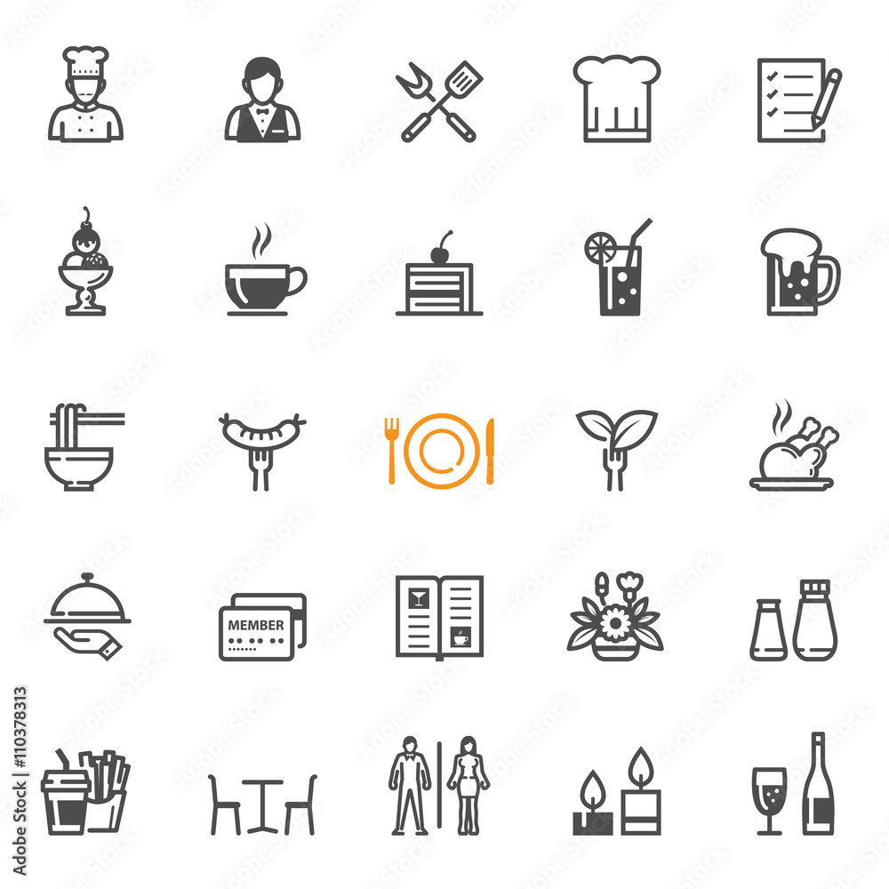 Restaurant icons with White Background