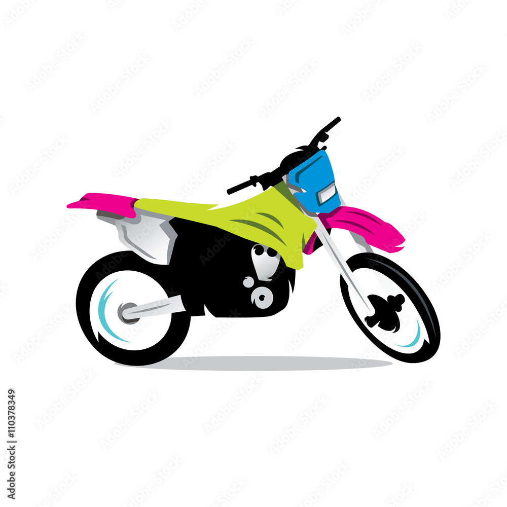 Vector Motocross Bike Cartoon Illustration.