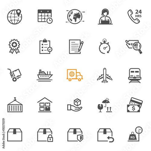 Shipping and Logistics icons with White Background 