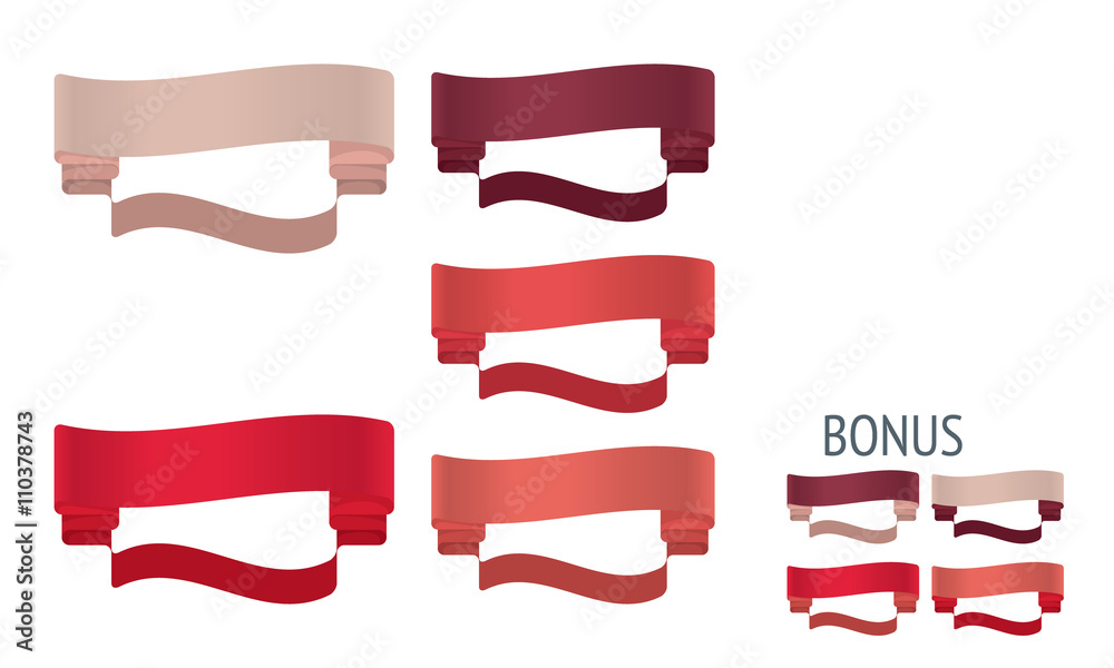 Red Ribbons Vector. Set of design elements banners ribbons.