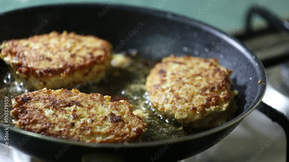 cutlets are fried in pan cutlets are fried in pan