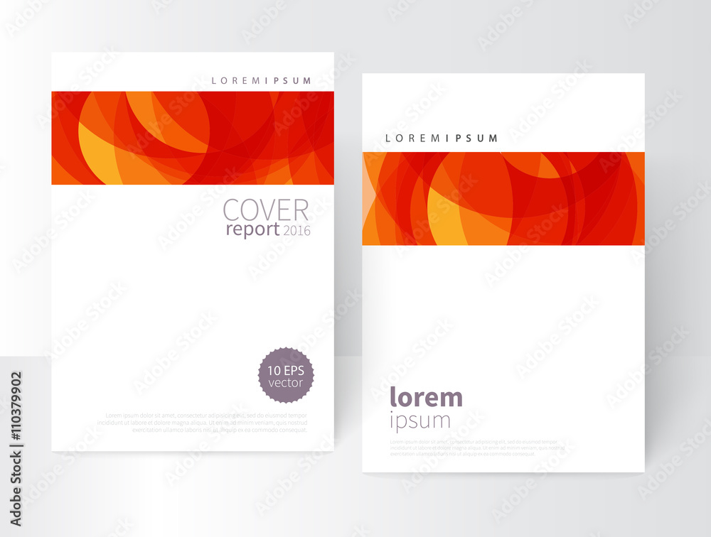 Vector Abstract Business Brochure, Annual Report, Flyer, Leaflet Cover Template. Geometric abstract background yellow, orange and red circles intersecting. concept catalouge design. EPS 10