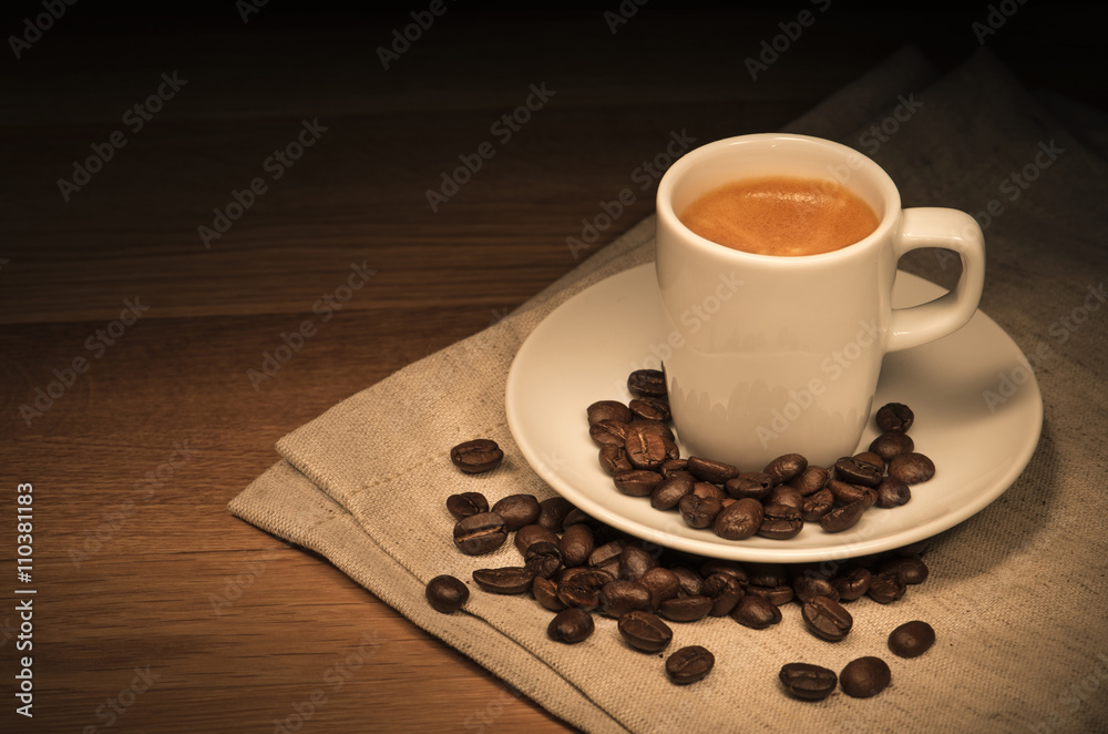 Fototapeta premium Espresso coffee with beans