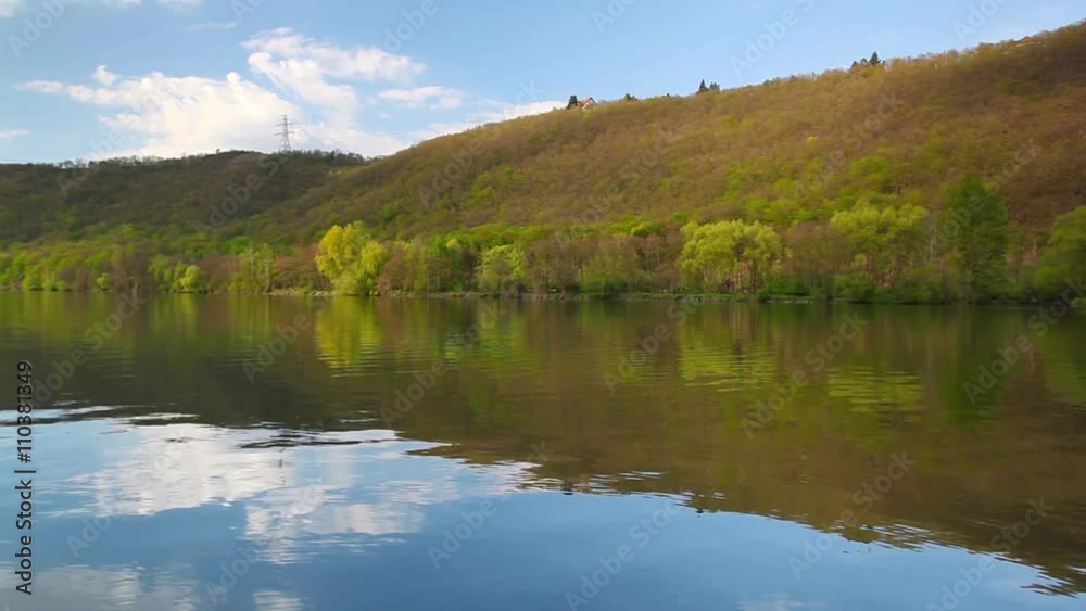 Evening reflection on the Vltava river in Czech Republic Evening reflection on the Vltava river in Czech Republic