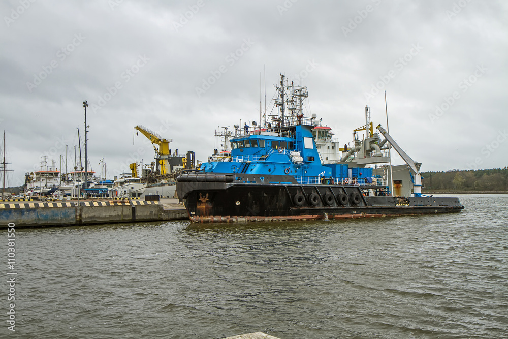 Ship in port of Klaipeda