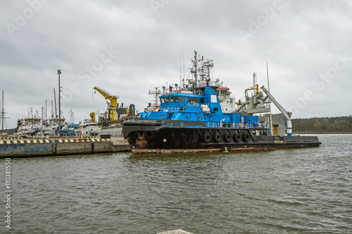 Ship in port of Klaipeda