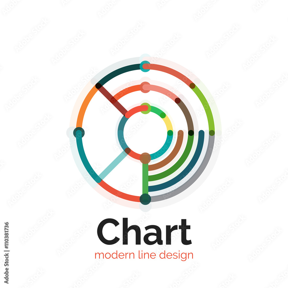 Thin line chart logo design. Graph icon modern colorful flat style Thin line chart logo design. Graph icon modern colorful flat style