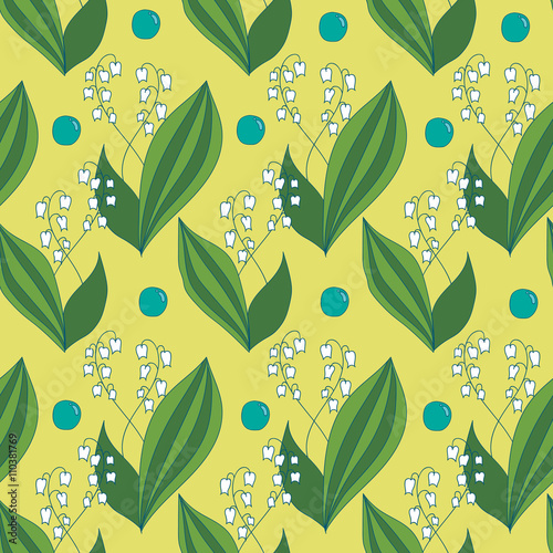 Seamless spring pattern with lilies of the valley