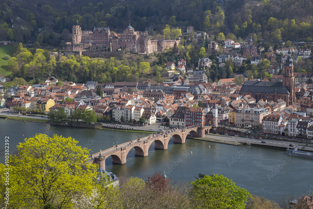 Fototapeta premium Heidelberg view from Philosphenweg