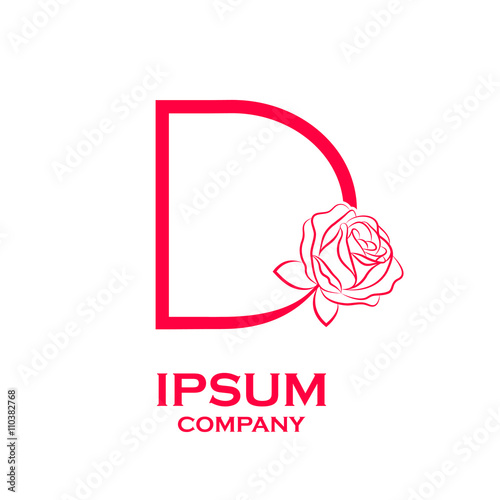 Letter D logo,Rose Flower Red, beauty and fashion logo photo