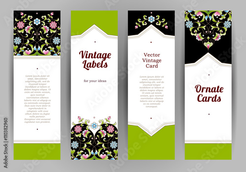 Vector set of ornate cards in Eastern style.