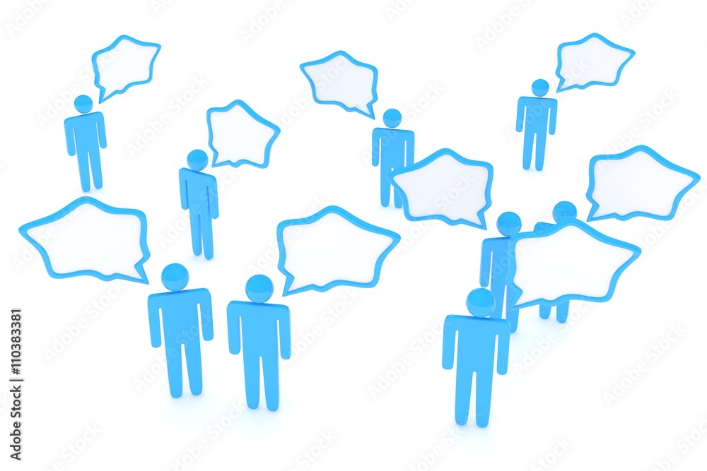 people with talk bubbles isolated over a white background. 3d rendering. people with talk bubbles isolated over a white background. 3d rendering.