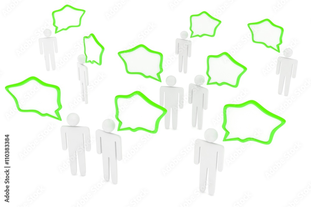 people with talk bubbles isolated over a white background. 3d rendering. people with talk bubbles isolated over a white background. 3d rendering.
