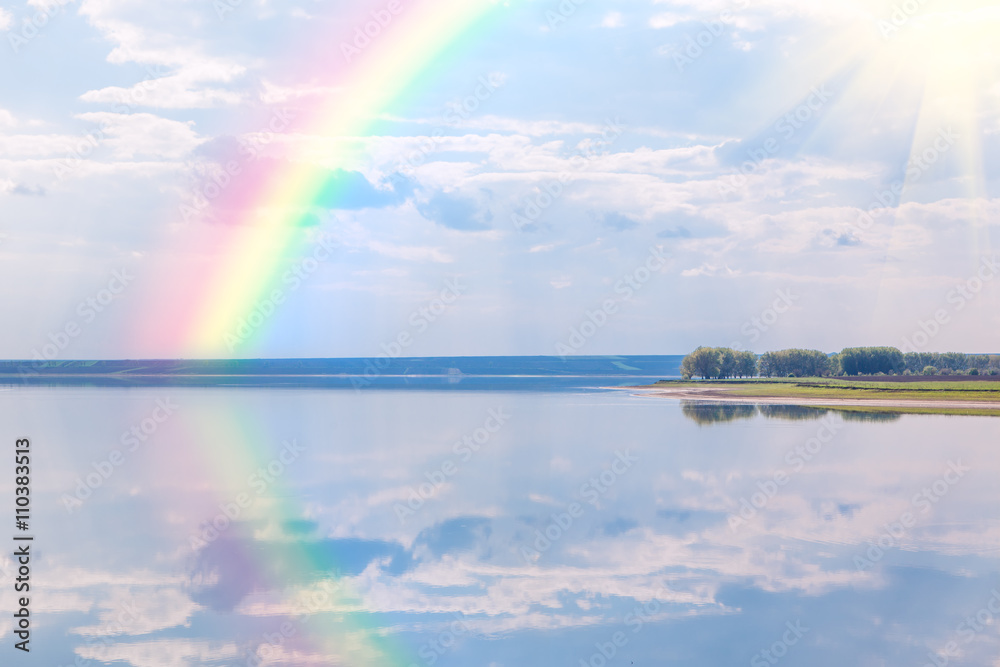 rainbow over the lake