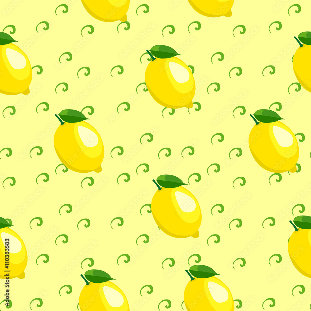 Pattern with lemon and leaves. Pattern with lemon and leaves.