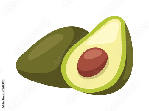 Avocado pieces set isolated on white background design element organic food vector. 