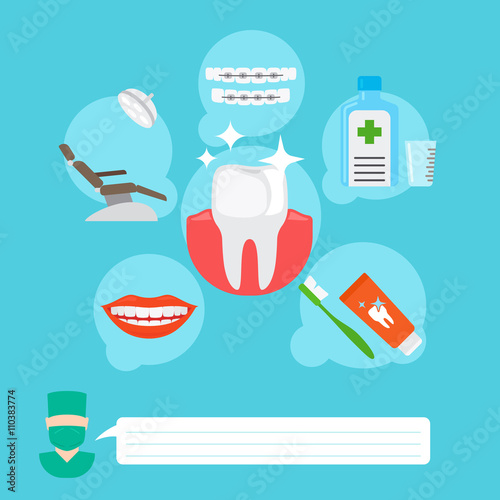 Dental health care and oral hygiene infographic concept. Vector illustration