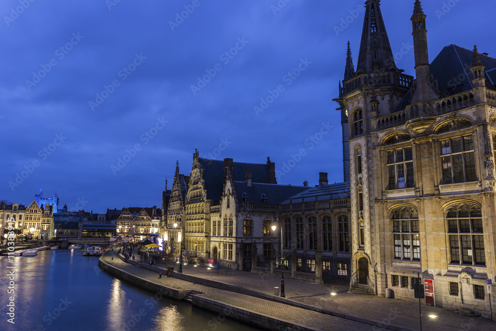 Graslei in Ghent's old city centre in Belgium