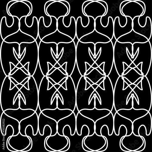 monochrome vintage seamless pattern on a black background