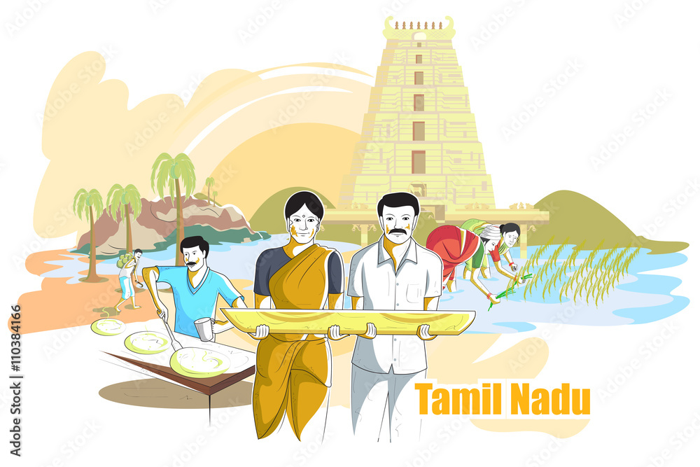 People And Culture Of Tamil Nadu India Stock Vector Adobe Stock illustration-of-delicious-traditional-food-of-tamil-nadu-india-stock