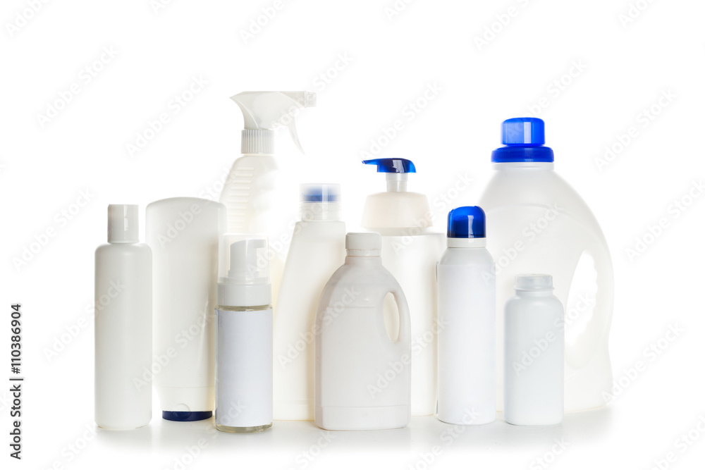 Cleaning product plastic container for house clean on white background Cleaning product plastic container for house clean on white background