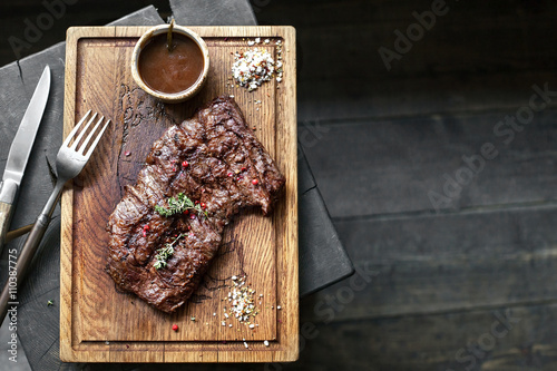 Beef steak. Piece of Grilled BBQ beef