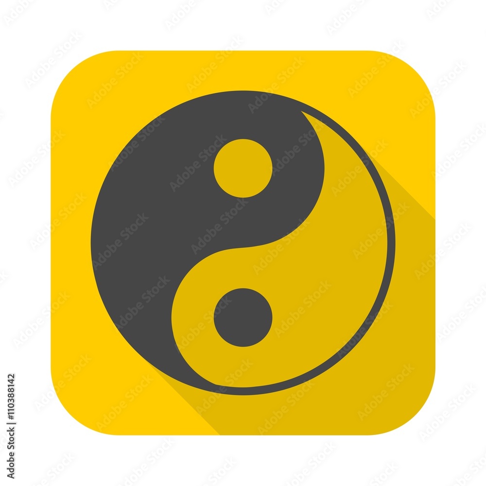Ying yang symbol of harmony and balance icon with long shadow Ying yang symbol of harmony and balance icon with long shadow