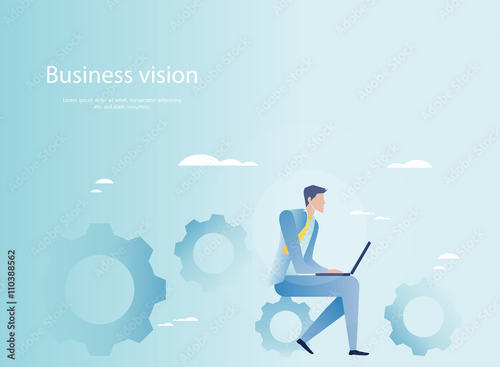 Business mechanism in motion. Businessman at work Business mechanism in motion. Businessman at work