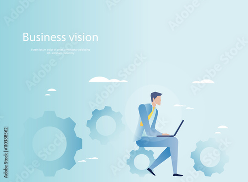 Business mechanism in motion. Businessman at work