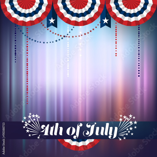 4th of July background, buntings in red and blue, eps10 vector
