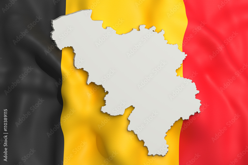 Obraz premium Silhouette of Belgium map with flag