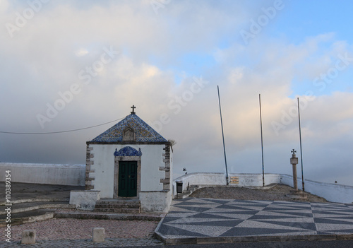 Small chapel Ermida da Memoria in Nazare, Portugal