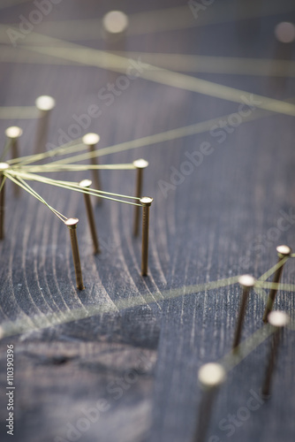 Web of wires, showing connections between groups and singles photo