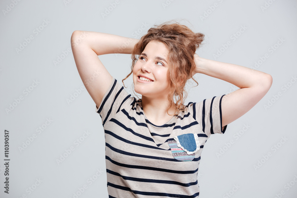 Smiling woman looking away Smiling woman looking away