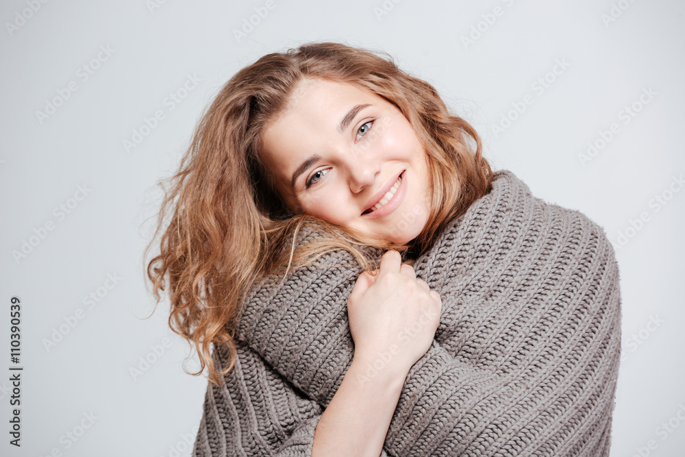 Happy attractive woman looking at camera Happy attractive woman looking at camera
