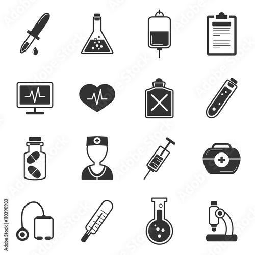 Healthcare Black White Icons Set