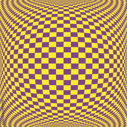 Yellow floor pattern on purple square on convexity