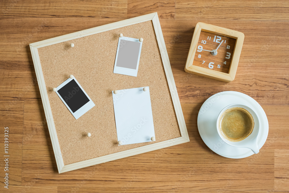 space board and some prop like coffee and clock giving business concept space board and some prop like coffee and clock giving business concept