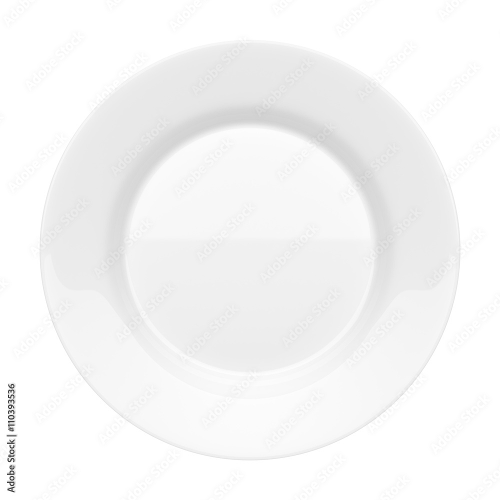 Empty ceramic round plate isolated on white Empty ceramic round plate isolated on white