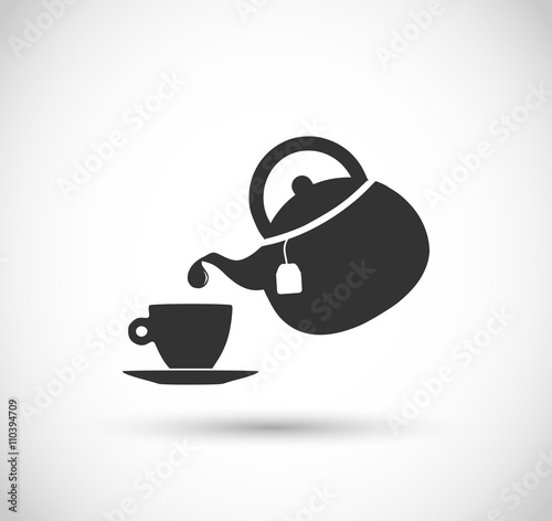 Teapot and cup icon vector