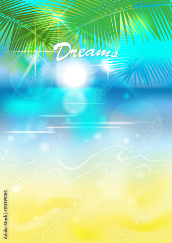 background beach-palm-dream.vector illustration