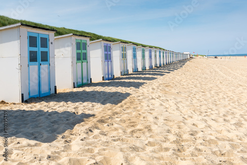 Colorfull Beach houses on the beach of Texel