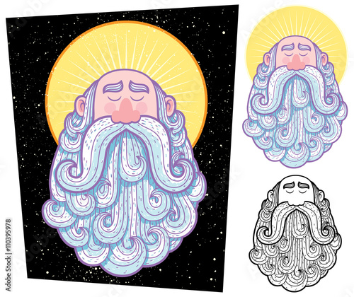 Saint / Cartoon illustration of saint in 3 versions.